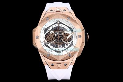 Swiss Replica Hublot Big Bang Sang Bleu II 45MM Watch Rose Gold White Dial